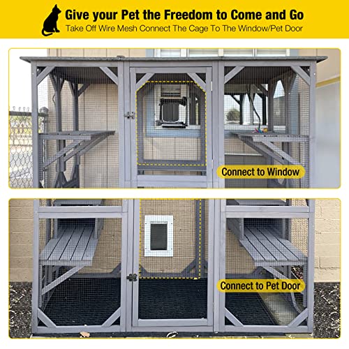 Aivituvin Outdoor Cat Enclosure Large Walk-in Cat Cage with Tarp Roof C695534
