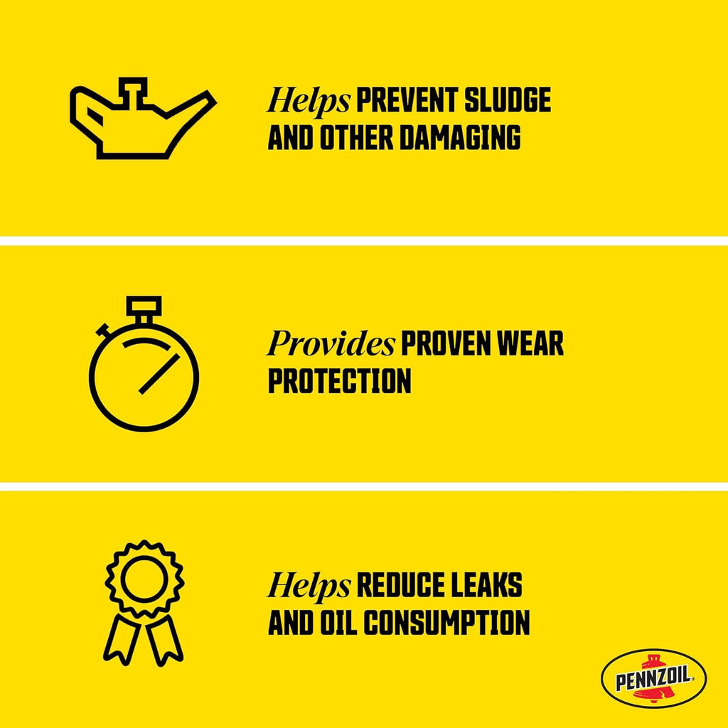 Pennzoil High Mileage Synthetic Blend 5W-30 Motor Oil, 1-Quart (Pack of 2) C9334