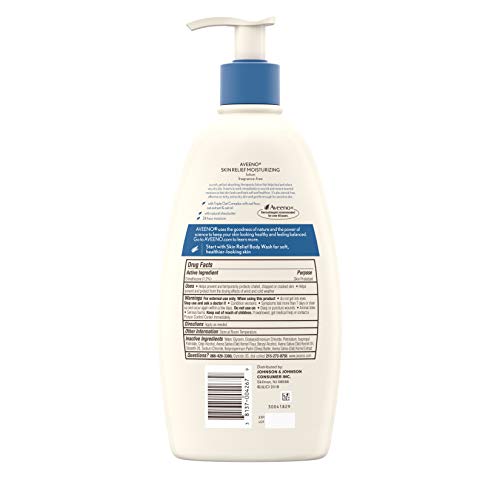 Aveeno Skin Relief 24-Hour Moisturizing Lotion for Sensitive Skin, Unscented, 18 fl. oz (Pack of 2) M64806