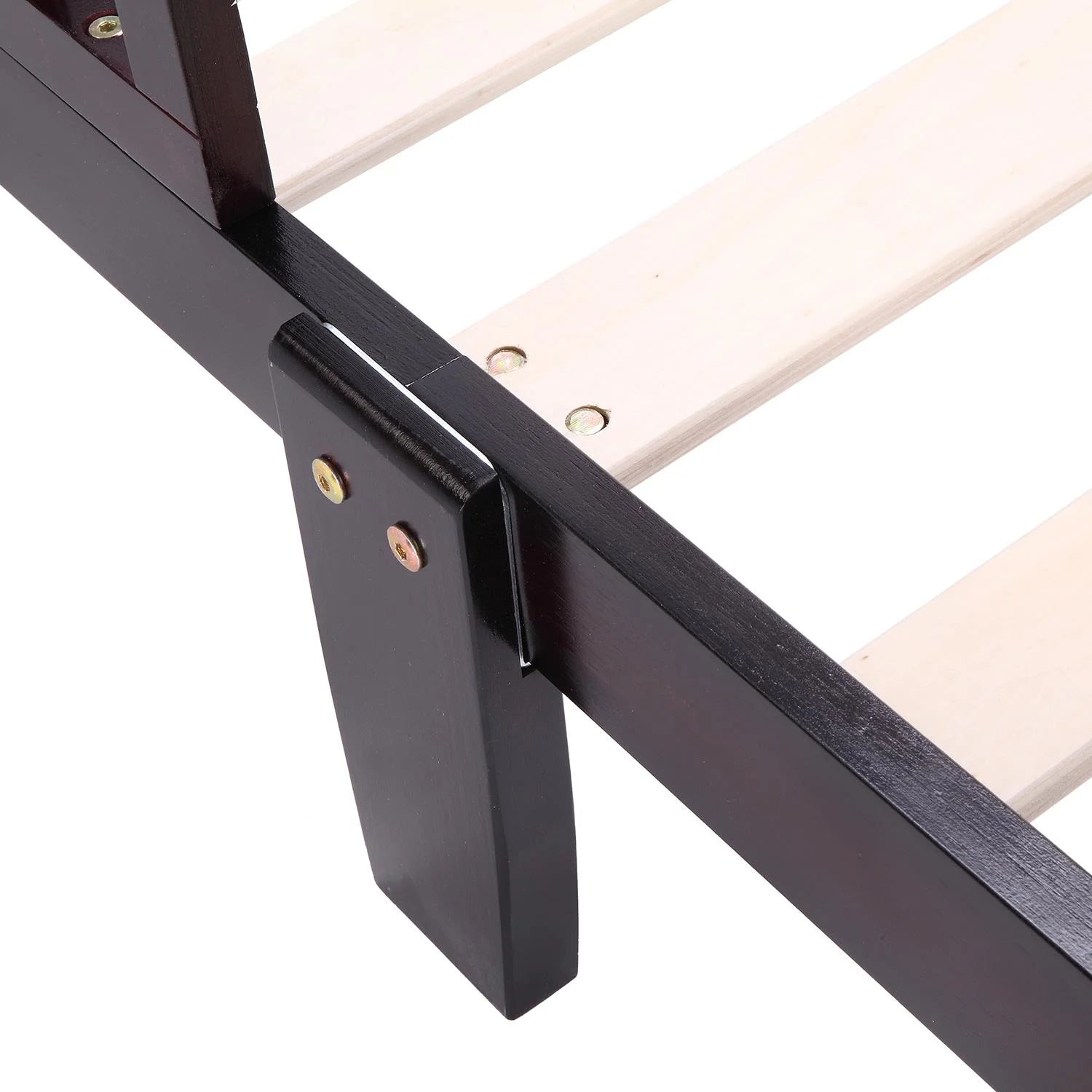 UBesGoo Toddler Wood Bed with Safety Rail Fence, Cherry Z260686