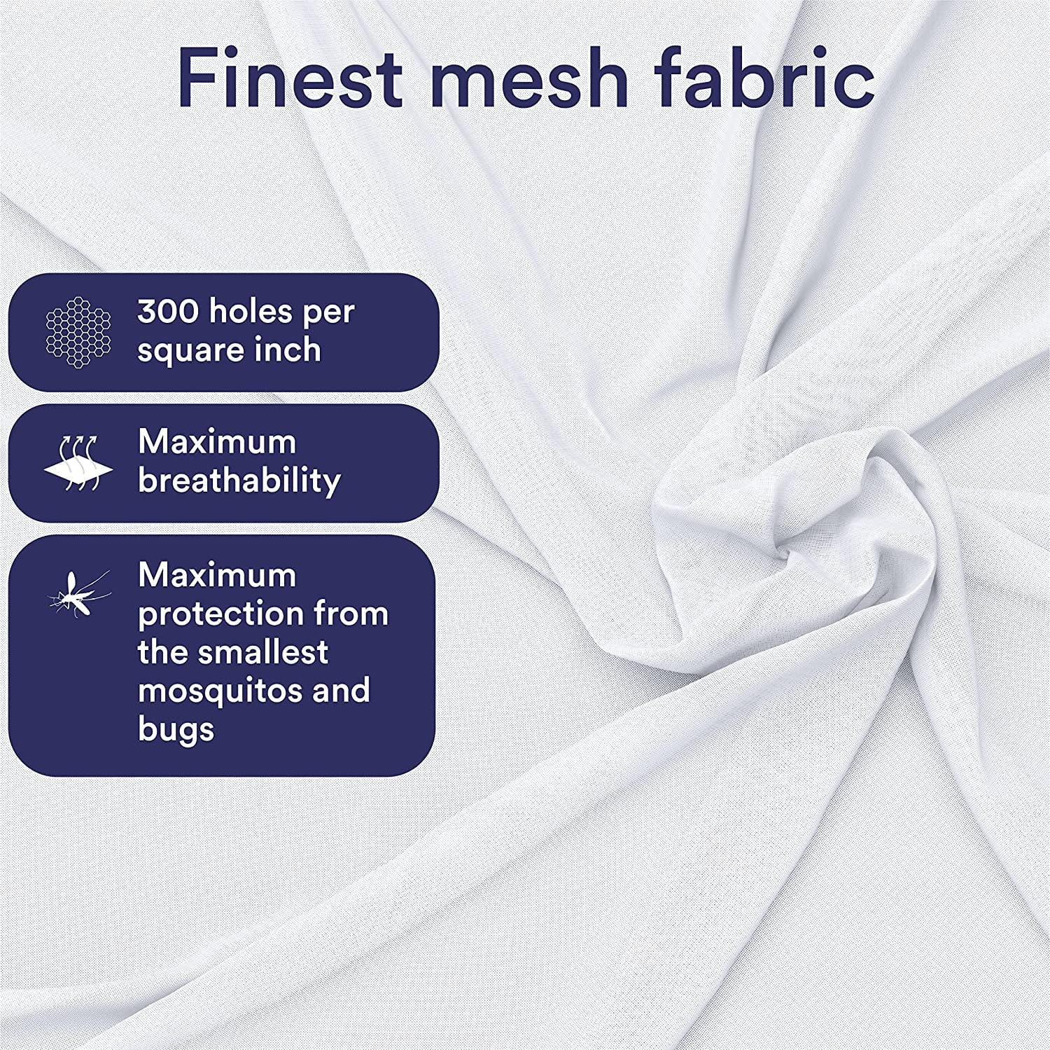 Even Naturals Luxury Mosquito Net Bed Canopy, Ultra Large Bug Net, Mesh 380, 2 Entries I4329