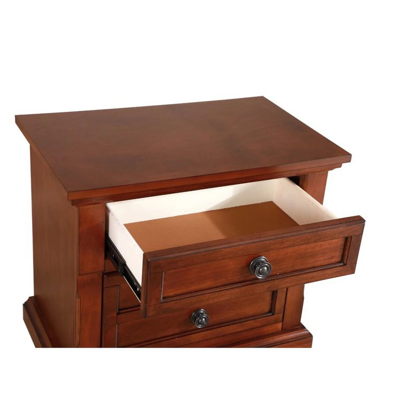 Maklaine Contemporary Engineered Wood 2 Drawer Nightstand Cherry S81384