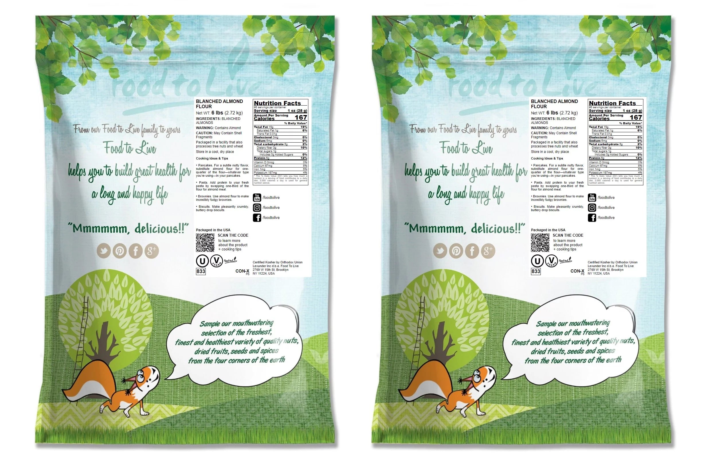Blanched Almond Flour, 12 Pounds, Kosher, Vegan by Food to Live Z659