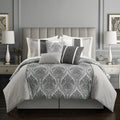 Chic Home Roxette 11-Piece Reversible Geometric Comforter Set, Queen, Gray