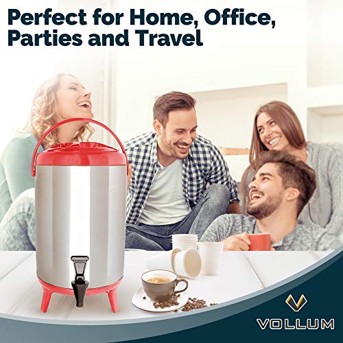 Vollum Stainless Steel Insulated Beverage Dispenser 10L with Spigot, Black T119