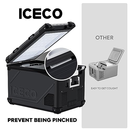 ICECO APL55 58Qt Dual Zone Portable Freezer with SECOP Compressor, APP Control, Silver with AC Cable J884