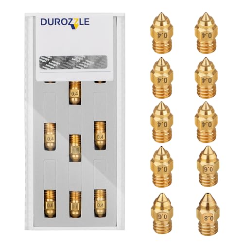 Volcano Nozzles 3D Printer Brass Nozzles Kit 0.4mm 0.6mm 0.8mm with Storage Box for Anycubic Vyper/Kobra Max/Kobra Plus, Artillery Sidewinder X2, Flsun V400 / Super Racer and More, Pack of 8