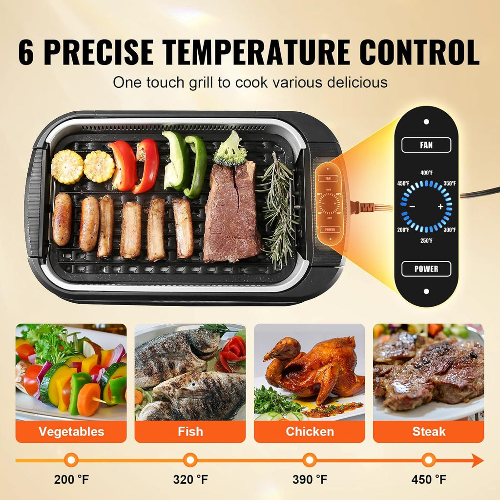 VEVOR Smokeless Indoor Grill, 1500W Electric BBQ with Non-Stick Surface Z788486