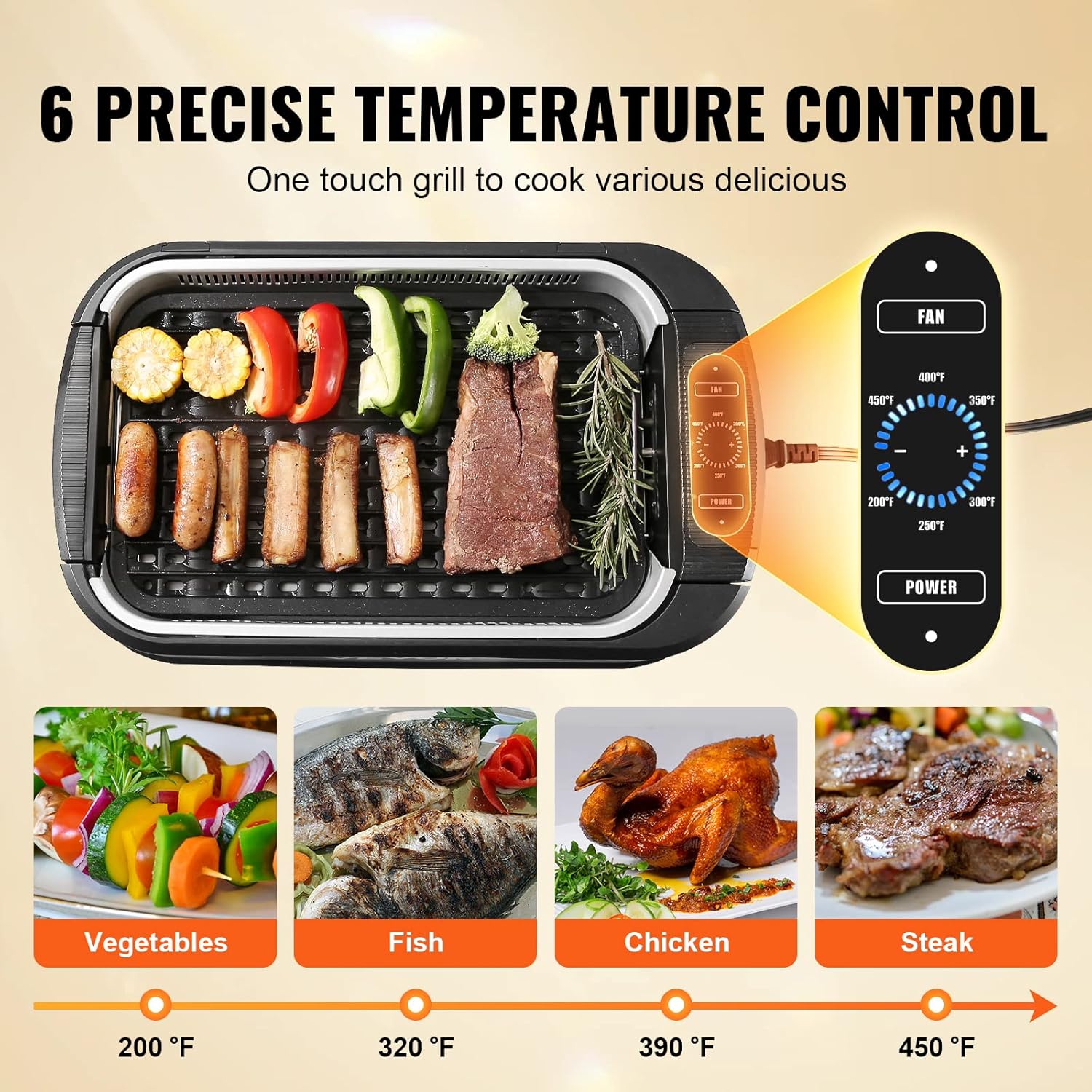 VEVOR Smokeless Indoor Grill, 1500W Electric BBQ with Non-Stick Surface Z788486