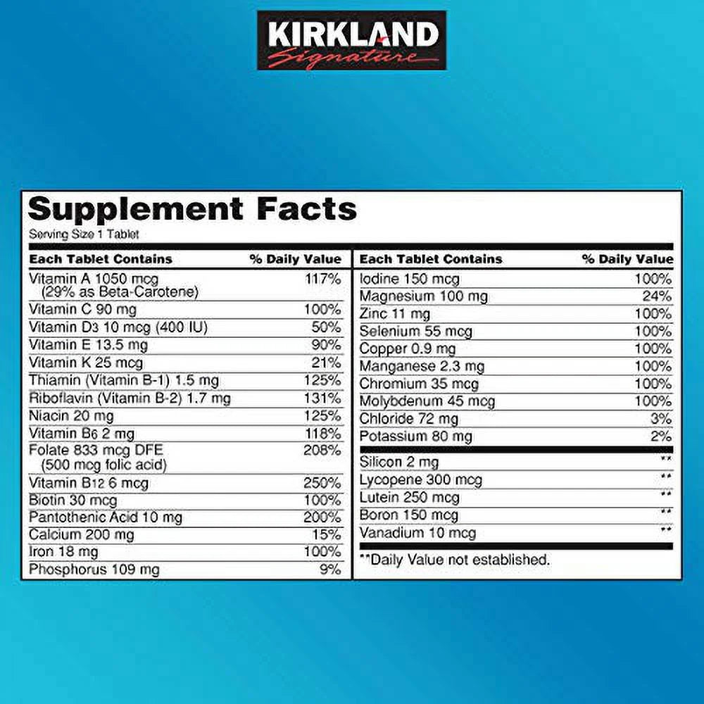 Kirkland Signature Daily Multi Vitamins & Minerals Tablets, 500 Count F42762