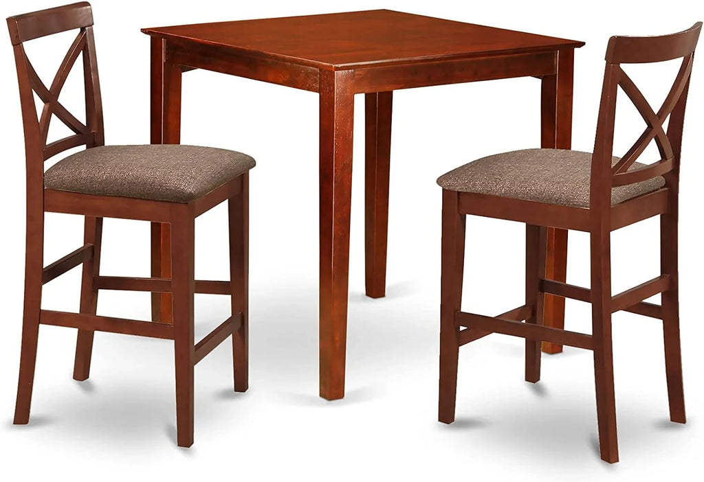 Square Kitchen Table and 2 Linen Dining Chairs, 3 Piece Set W9053