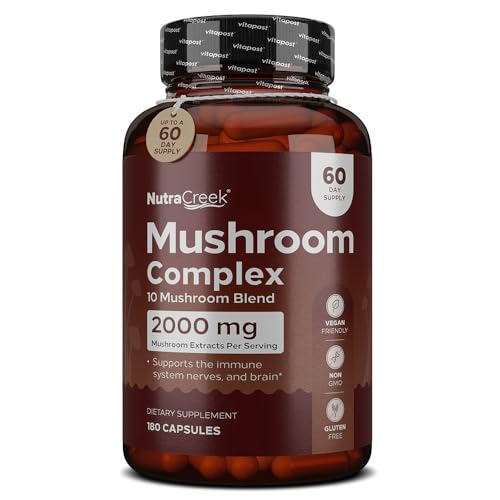 Mushroom Complex | Cordyceps Mushroom, Reishi, Shiitake, Maitake and Lions Mane Supplement. A 10-Mushroom Supplement to Support Your Mind and Body | 180 Mushroom Capsules