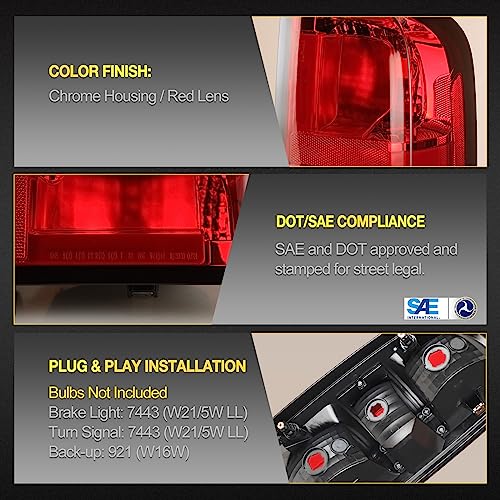 AUTOWIKI Tail Light Assembly for 2015-2022 Chevy Colorado, Red Clear Lens, Driver Left Side H74507