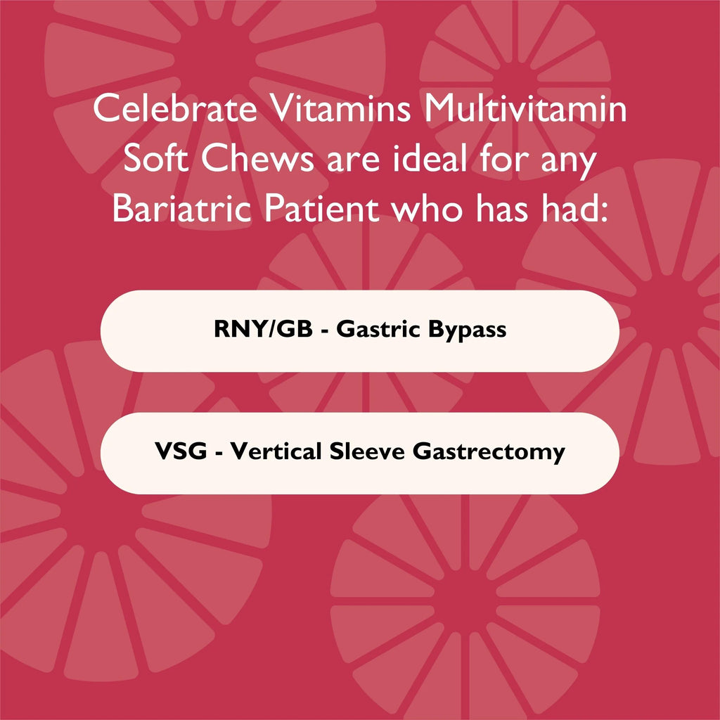 Celebrate Vitamins Bariatric Multivitamin Soft Chews, Razzleberry, 60 count O3557