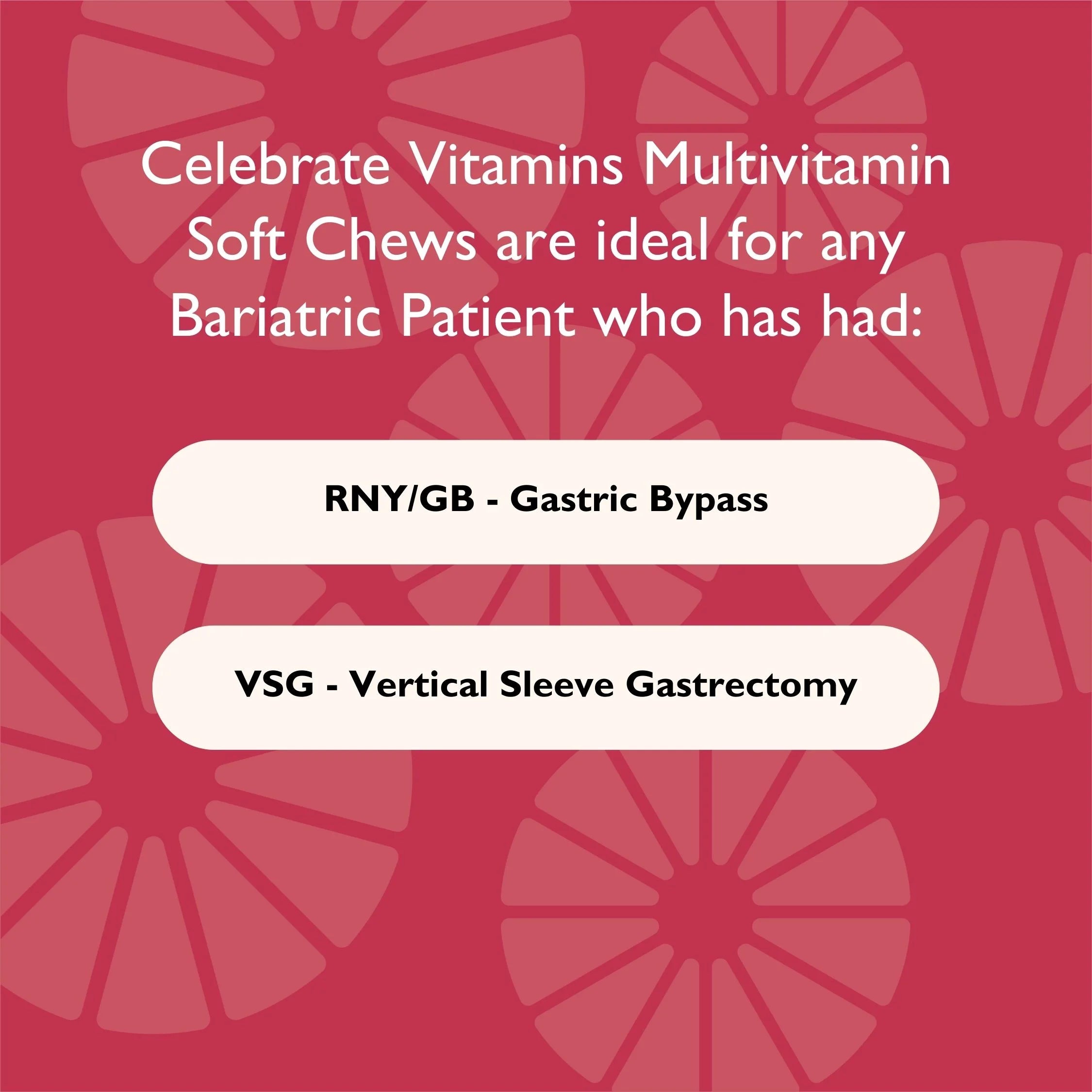 Celebrate Vitamins Bariatric Multivitamin Soft Chews, Razzleberry, 60 count O3557