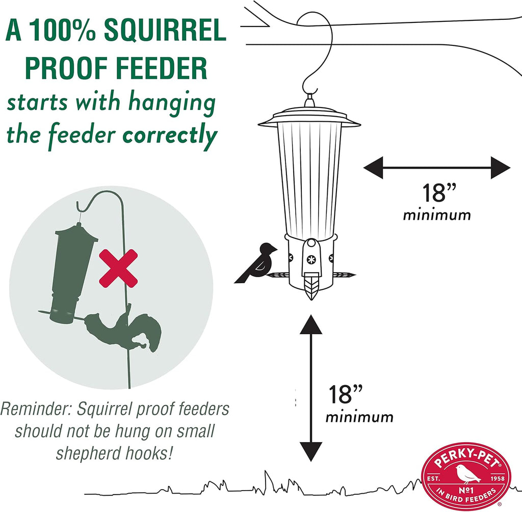 Perky-Pet 333-1SR Squirrel-Be-Gone Max Large Wild Bird Feeder with Flexports, Weight-Activated Perches J5114
