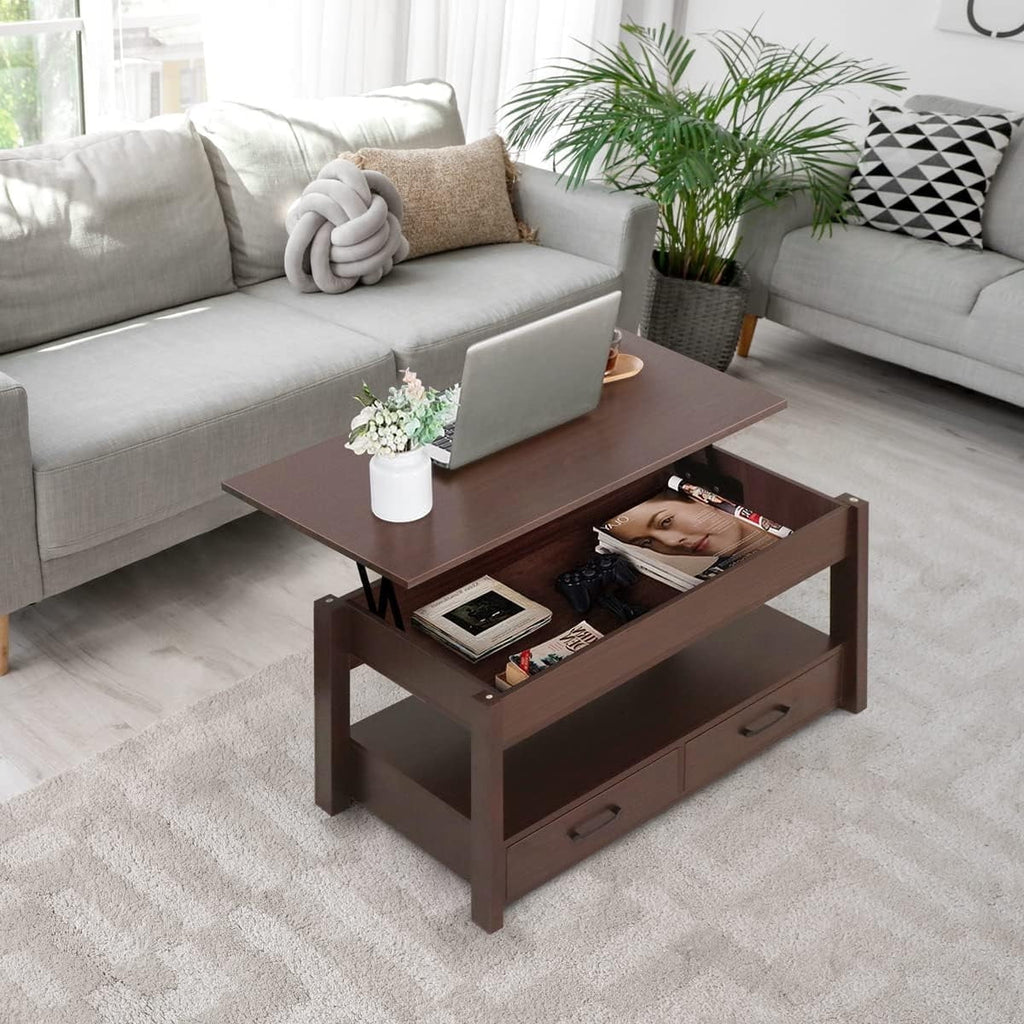 Lift Top Coffee Table with Hidden Compartment Espresso U57693