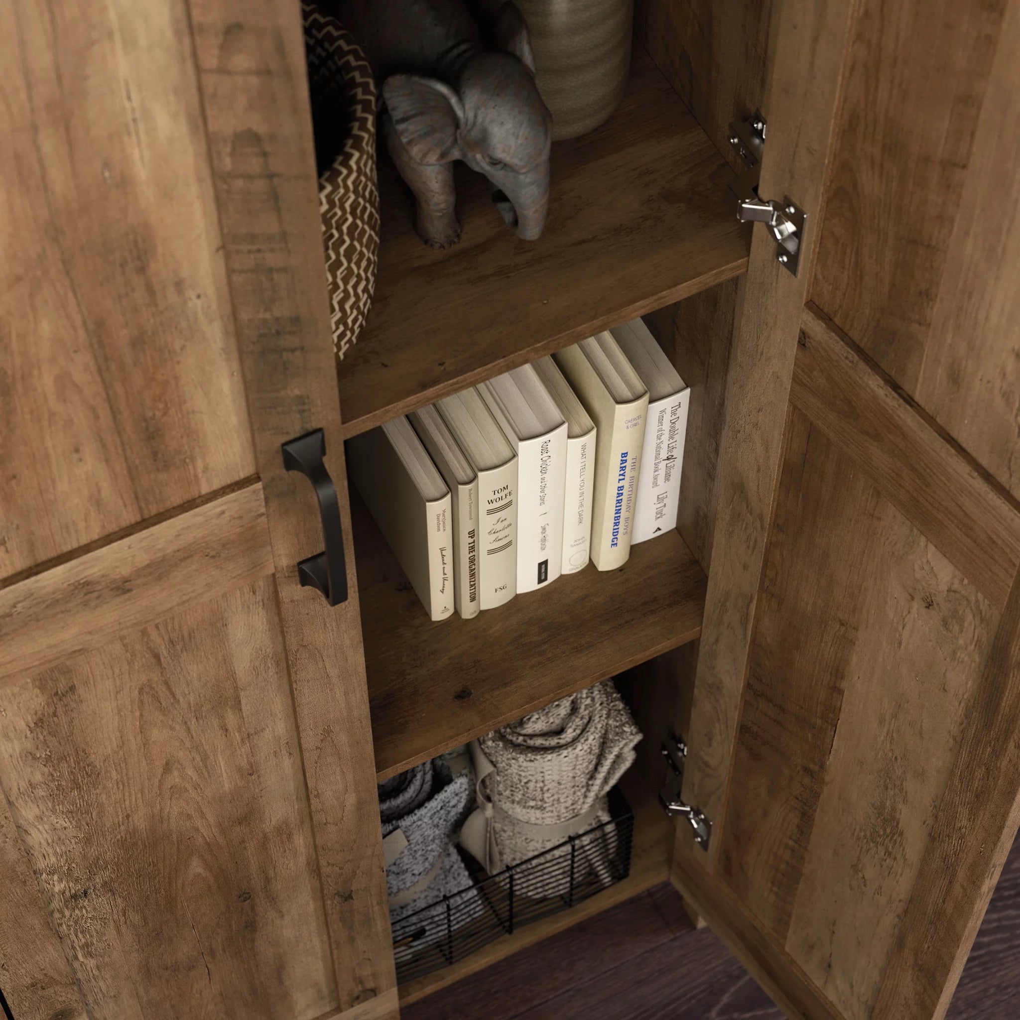 Sauder Two-Door Storage Cabinet, Rural Pine Finish I9609