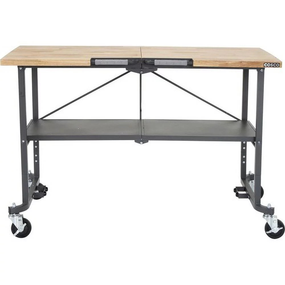 Cosco SmartFold Butcher Block Portable Workbench 52" Gray Q8328