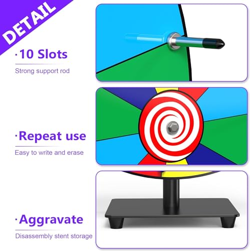 14 Inch Spinning Prize Wheel with 10 Slots and Dry Erase Marker X56975