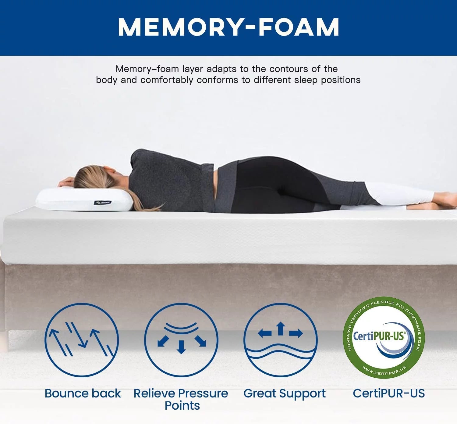Twin 6 Inch Gel Memory Foam Mattress, Medium Firm, CertiPUR-US Certified Y2025