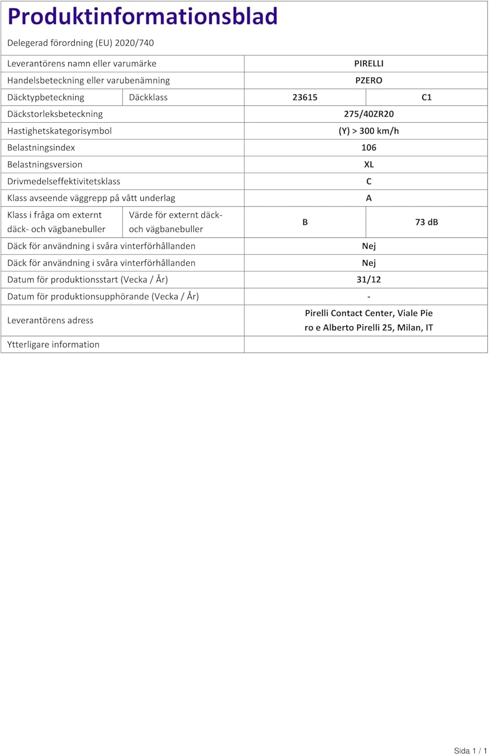 Pirelli P ZERO Radial Tire 275/40R20 106Y V598