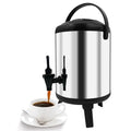 Stainless Steel Insulated Beverage Dispenser, Cold and Hot Drink Dispenser 2.64 Gallon 8 Liter for Hot Water, Tea & Coffee, Cold Milk, Juice (Stainless Steel)