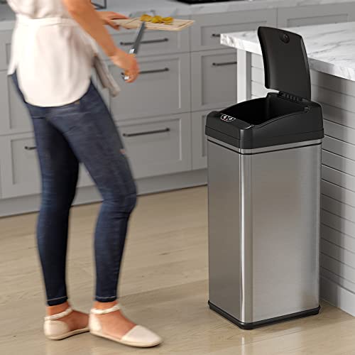 iTouchless Stainless Steel Dual-Compartment 16 Gallon Touchless Sensor Trash Can & Recycle Bin S935010