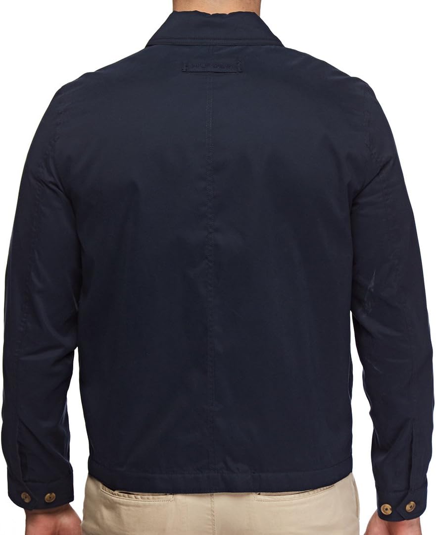 Tommy Hilfiger Men's Lightweight Zip-Up Microtwill Golf Jacket, Navy, Large M81425