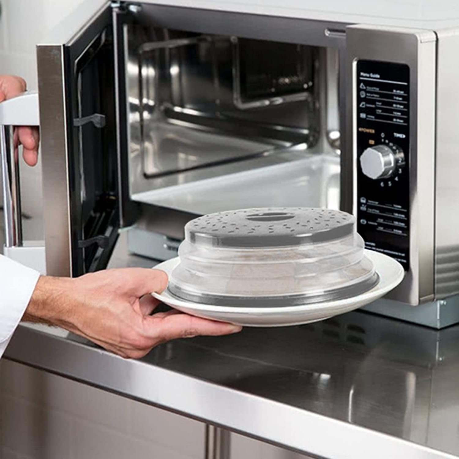 Microwave Splatter Cover, Vented Collapsible with Handle, BPA-Free, Gray, 10.5 inch A8231