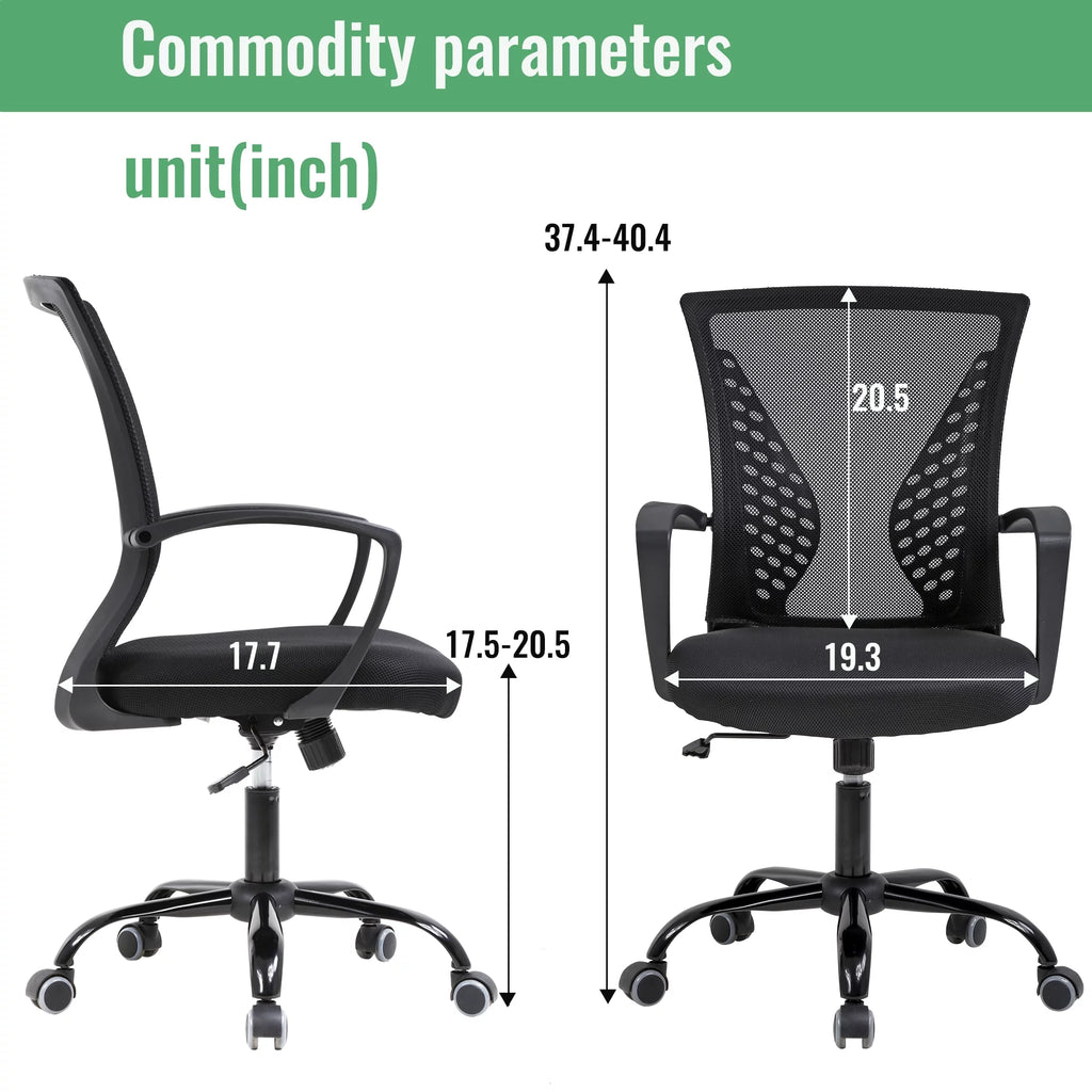 FDW Mesh Office Chair Ergonomic Swivel with Lumbar Support, Black C776