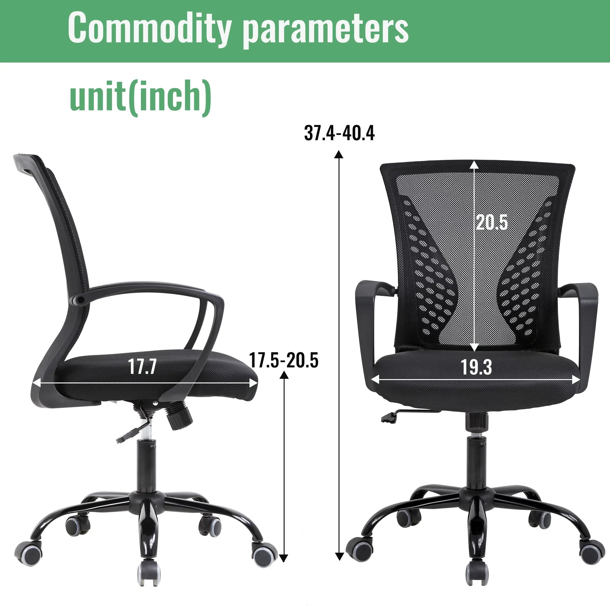 FDW Mesh Office Chair Ergonomic Swivel with Lumbar Support, Black C776