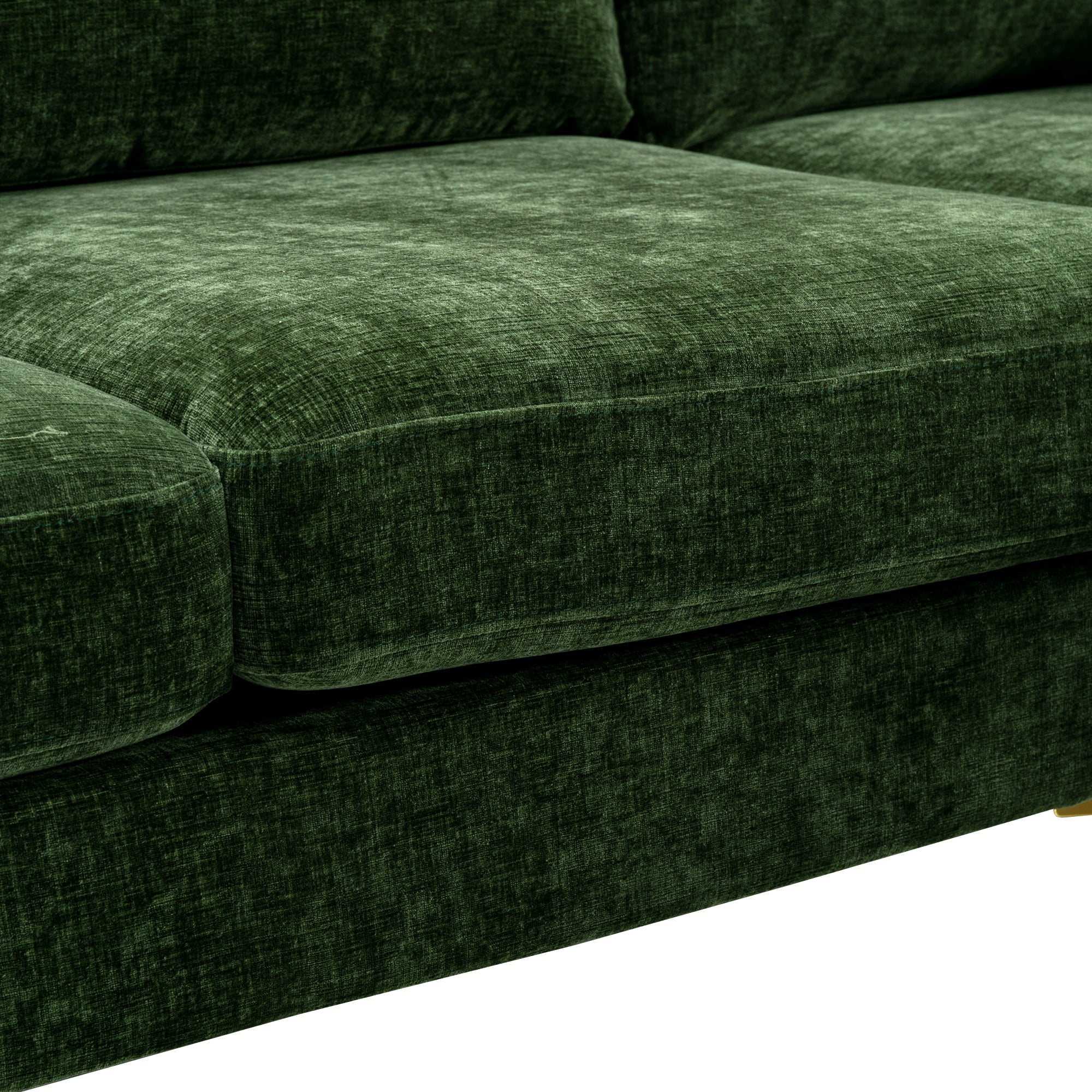 Luccalily U-Shaped Sectional Sofa with Golden Metal Legs, Velvet G28249