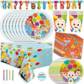 Cocomelon Party Supplies Set | Cocomelon Birthday Party Supplies and Decorations | Serves 16 Guests | With Banner, Table Cover, Plates, Napkins, Cups and Sticker