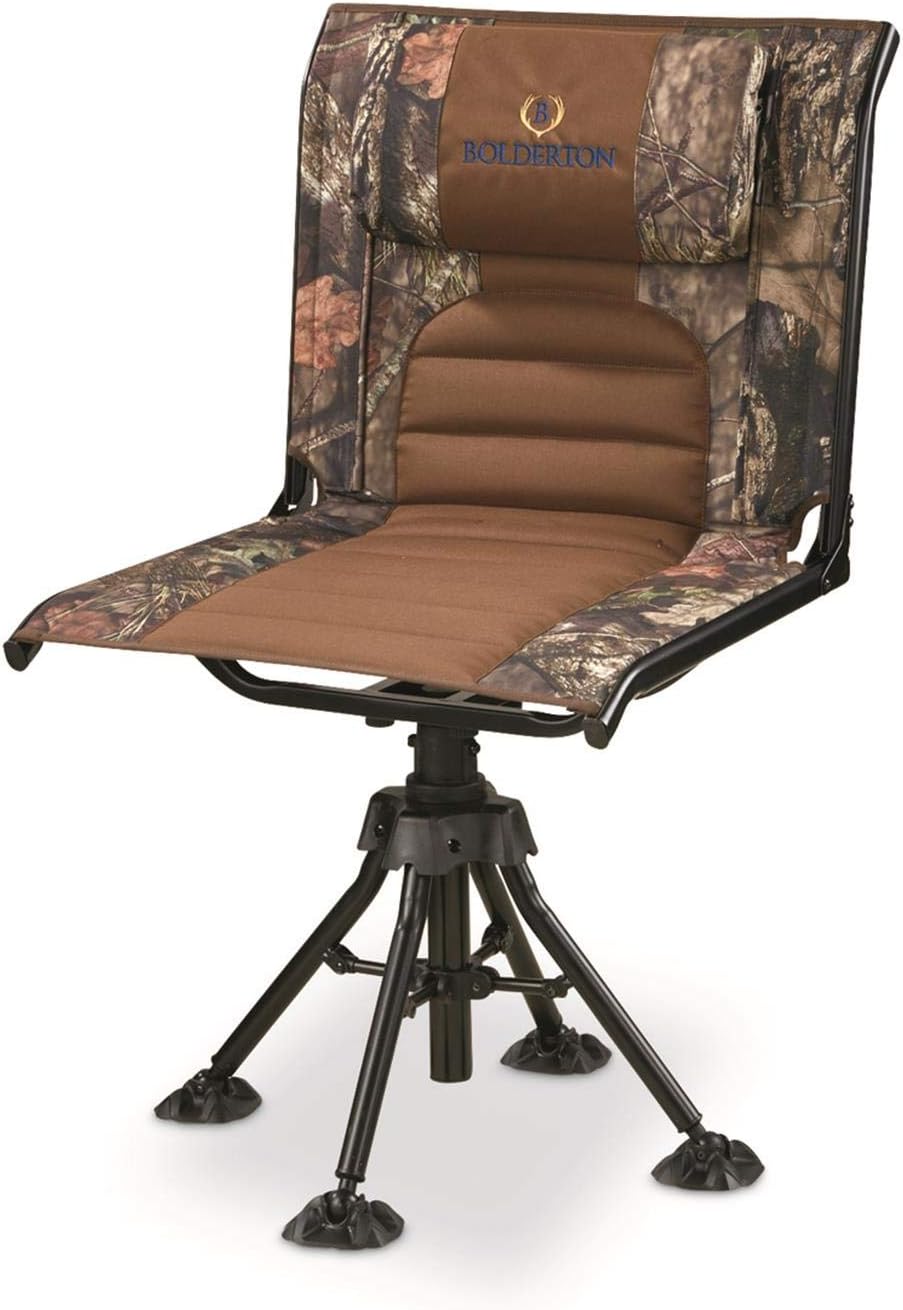 360 Degree Swivel Camo Hunting Blind Chair, Folding, Lightweight, Portable, Padded Cushion Hunting Seat 300 lbs Capacity, Hunt Gear and Equipment, Mossy Oak Break-Up Country Mossy Oak