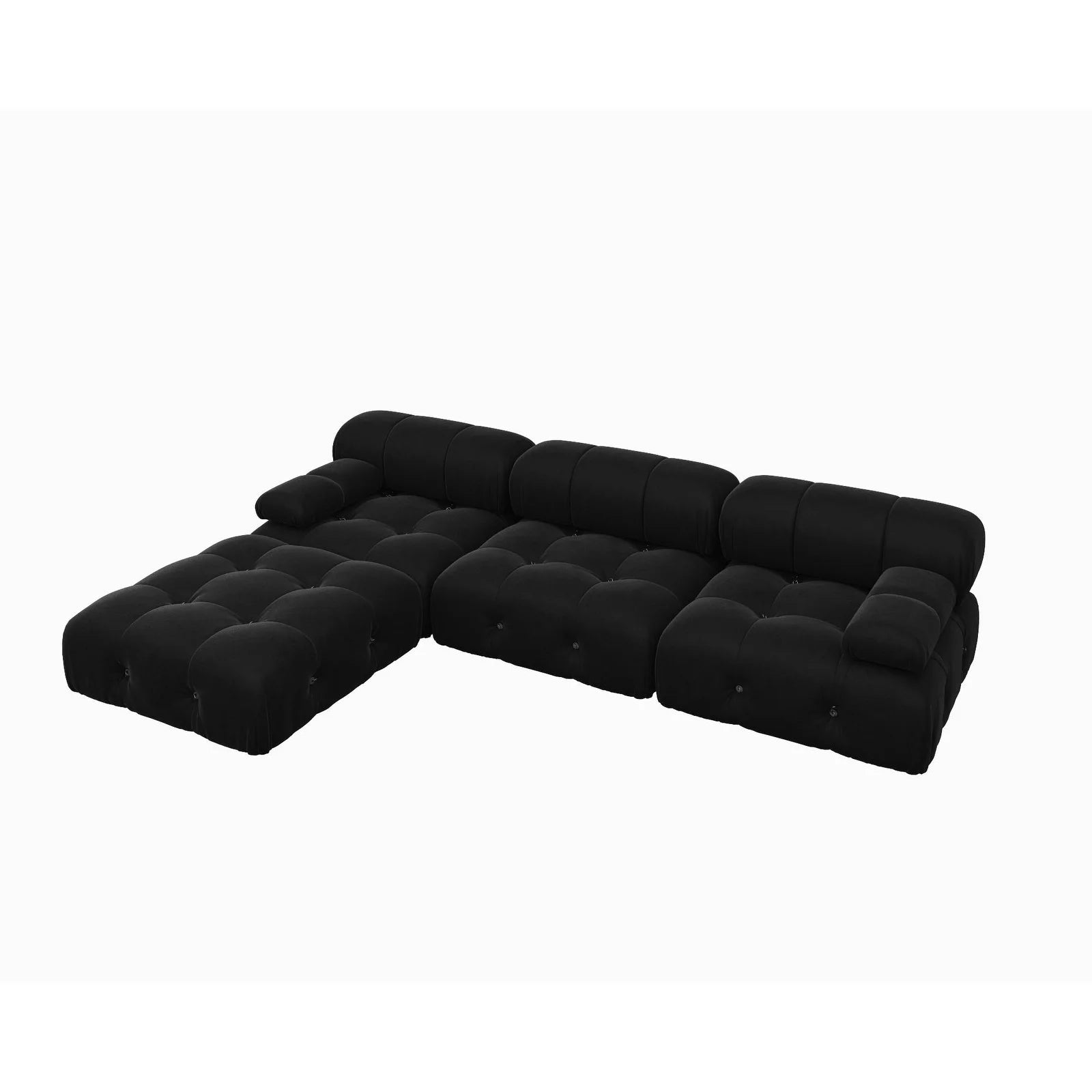 Black Modular Sectional Sofa Velvet L-Shape V904259