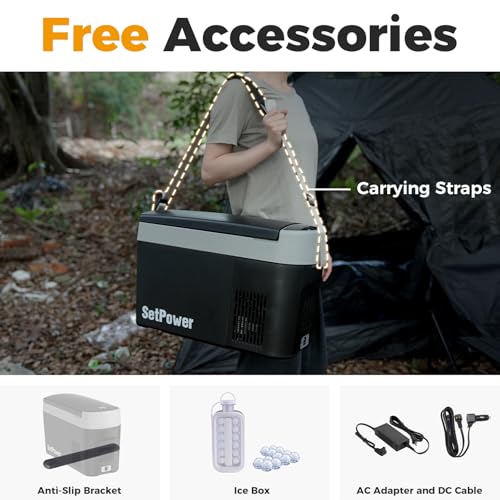 Setpower AB15 12 Volt Refrigerator 16 Quart Portable Electric Cooler for Car, RV, Camping B3939