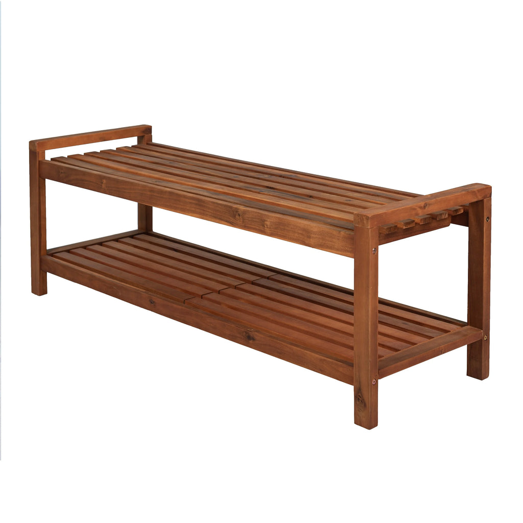 JONATHAN Y Lutyens 50.8" 3-Seat Acacia Wood Outdoor Patio Bench, Teak C32069