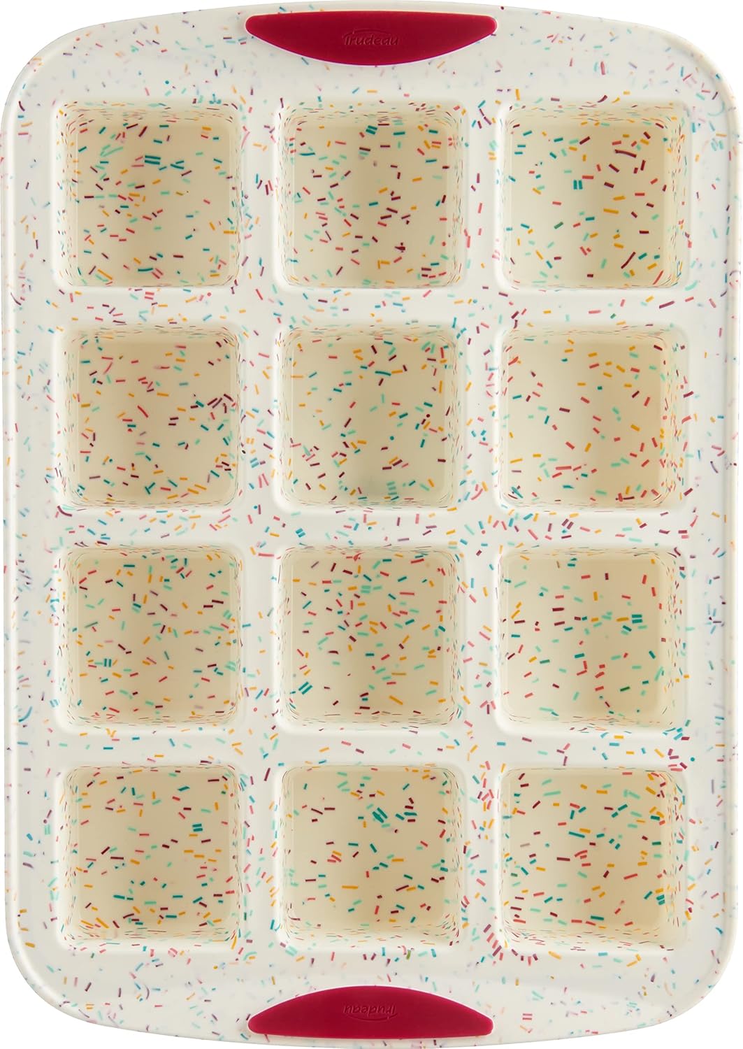 Trudeau Brownie Pan-White Confetti/Fuchsia, 12 Cavity