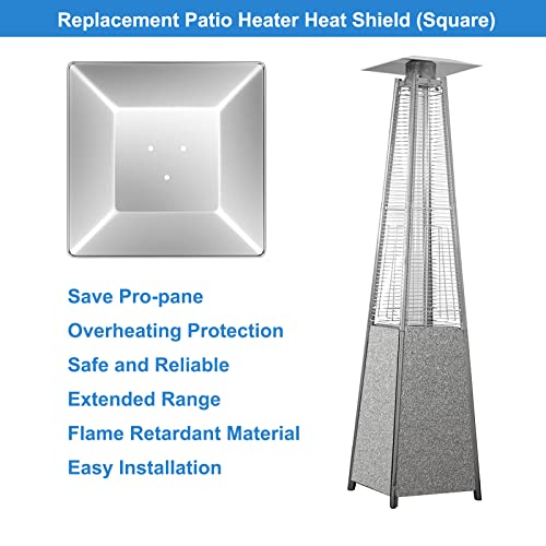 Aluminum Patio Heater Reflector Shield Square, 4 Sided Outdoor Heater Replacement Parts with 3 Pre-Drilled Holes M600948