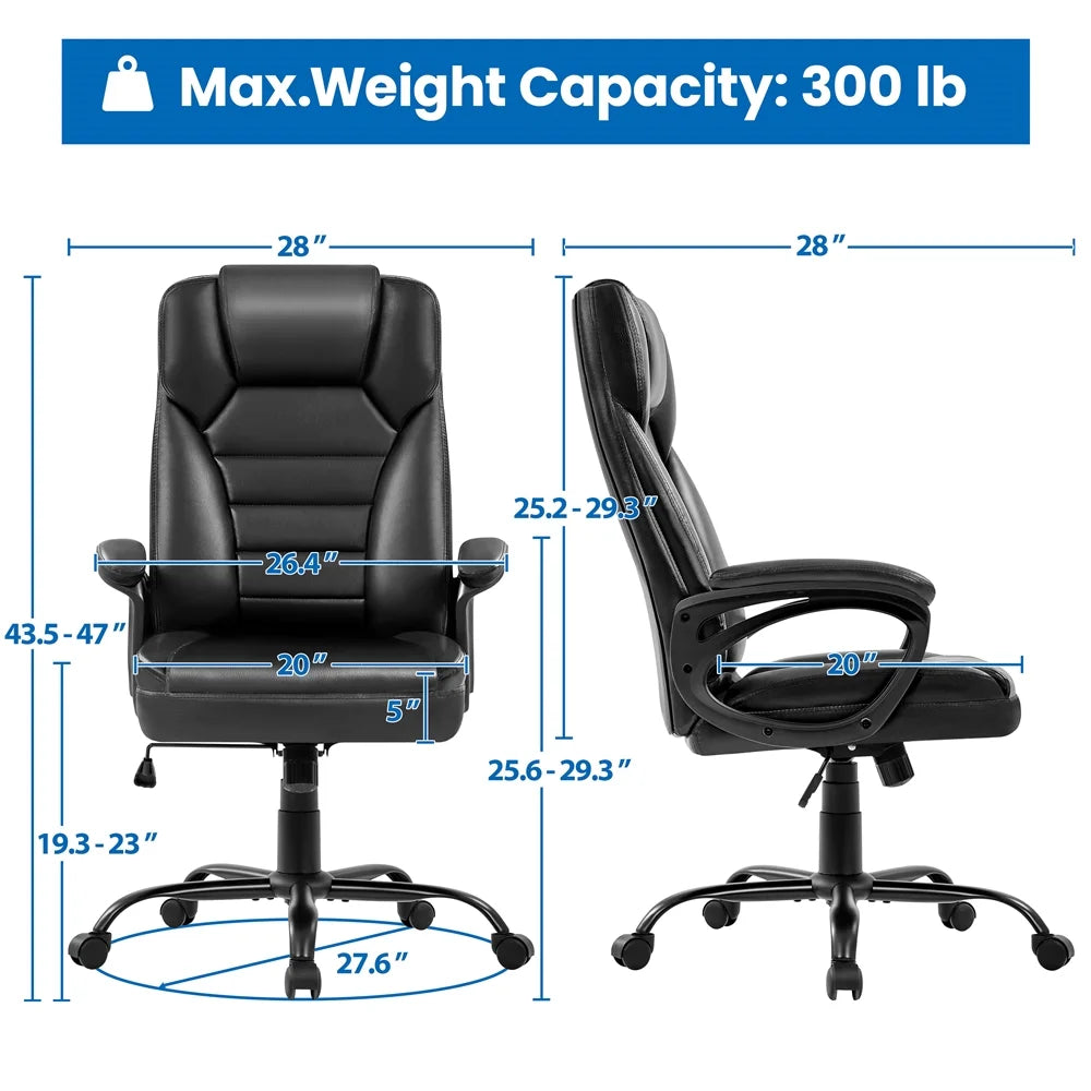 Topeakmart Faux Leather Executive Office Chair with Headrest, Black W2401