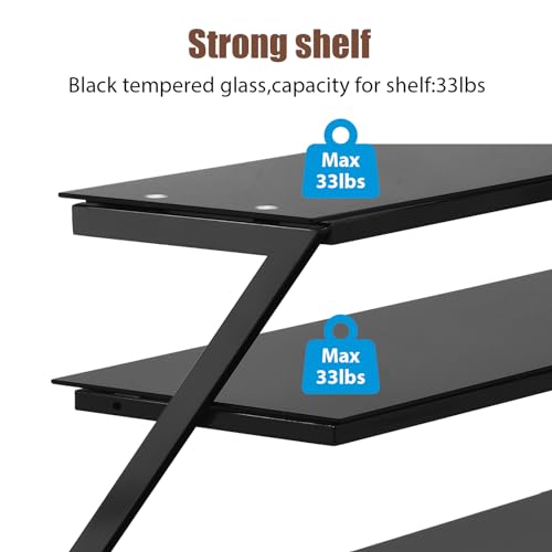 Universal Floor TV Stand with Tempered Glass, Height Adjustable and Swivel H985