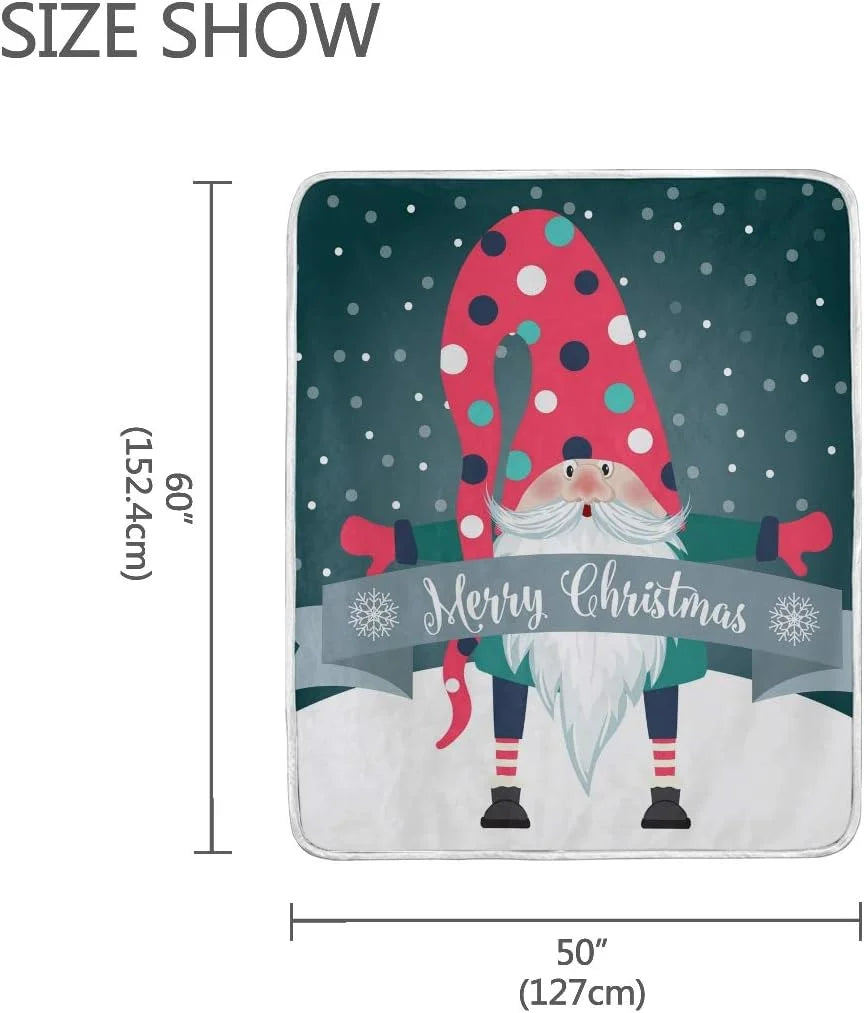 Wellsay Merry Christmas Gnome Throw Blanket 50 x 60 Inches B235162