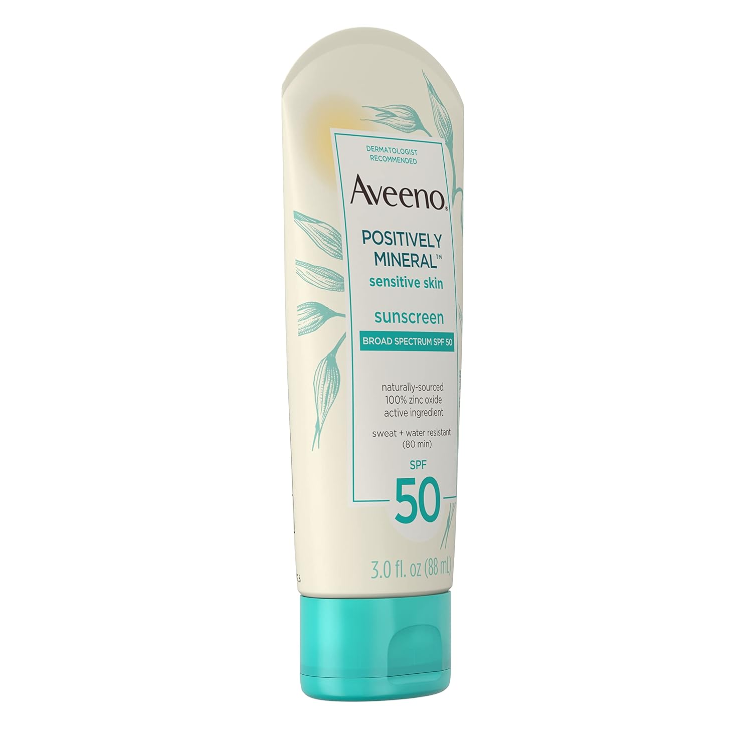 Aveeno Positively Mineral Sensitive Skin Sunscreen Lotion SPF 50, Unscented, 3 Fl Oz O90324