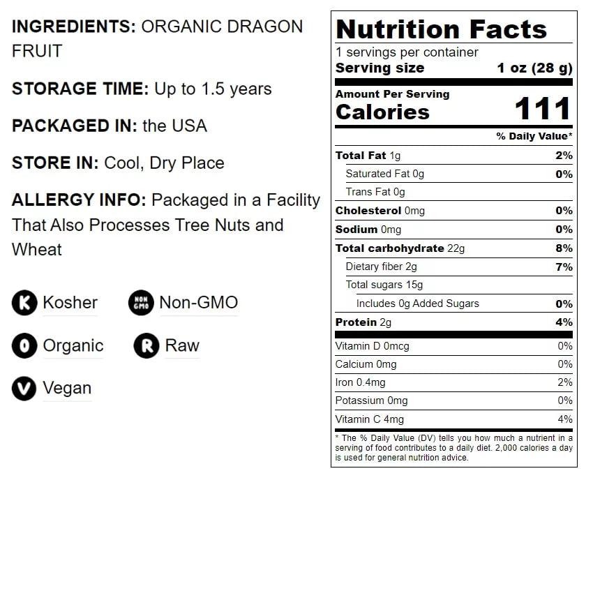 Organic Dried Red Dragon Fruit, 1 Pound – Non-GMO, Kosher – by Food to Live Z45897
