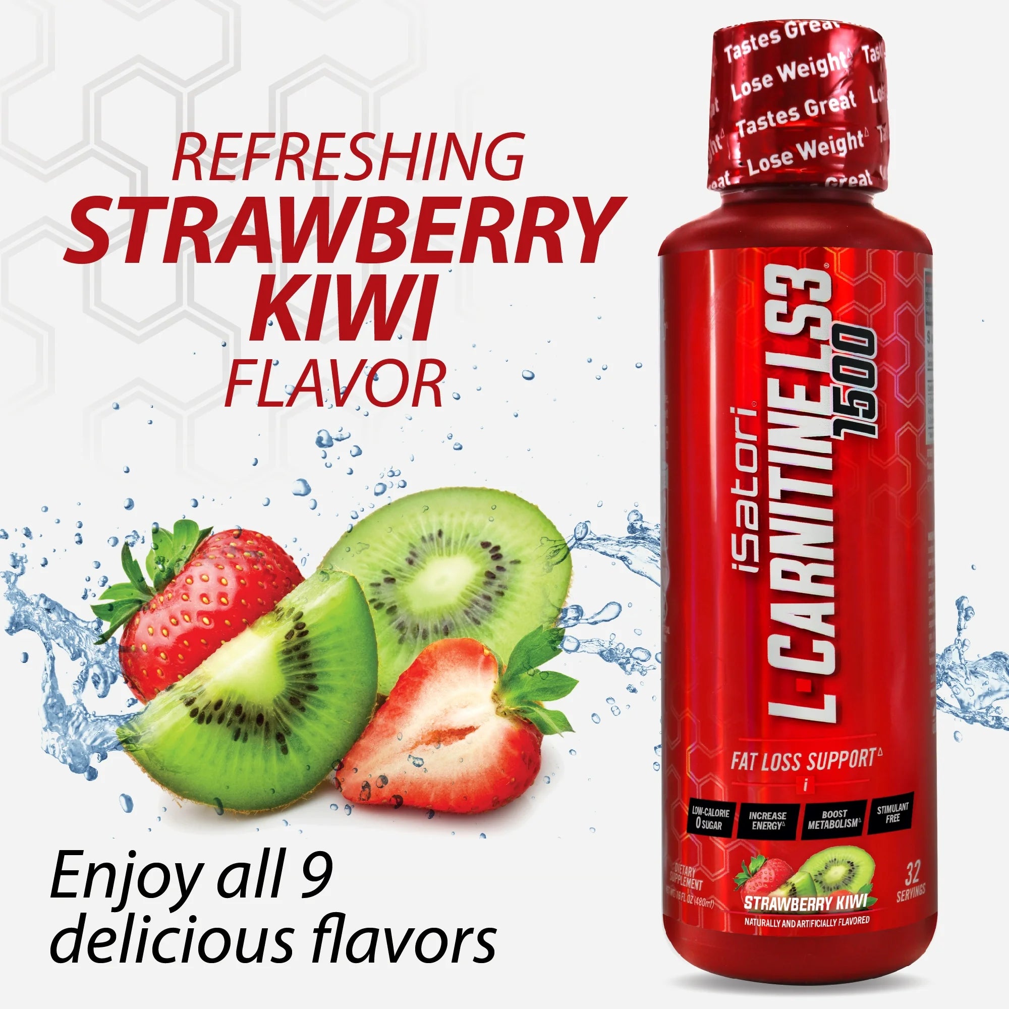 iSatori L-Carnitine LS3 Concentrated Liquid Metabolic Enhancer - Strawberry Kiwi 1500mg Z687