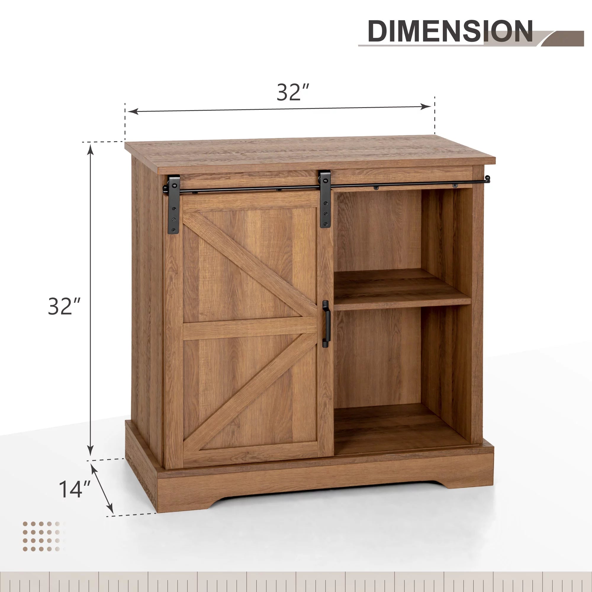 Sophia&William Farmhouse 32" Sliding Barn Door Storage Cabinet Sideboard Brown O21533