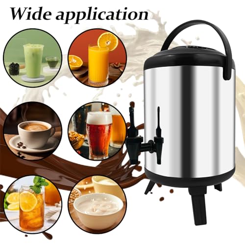 Stainless Steel Insulated Beverage Dispenser 2.64 Gallon for Hot & Cold Drinks W699989