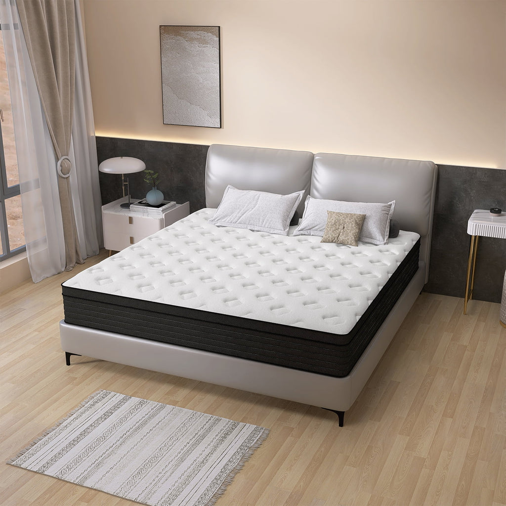 King Mattress 14 Inch Memory Foam Pocket Spring Mattress, Medium Firm, CertiPUR-US V8532