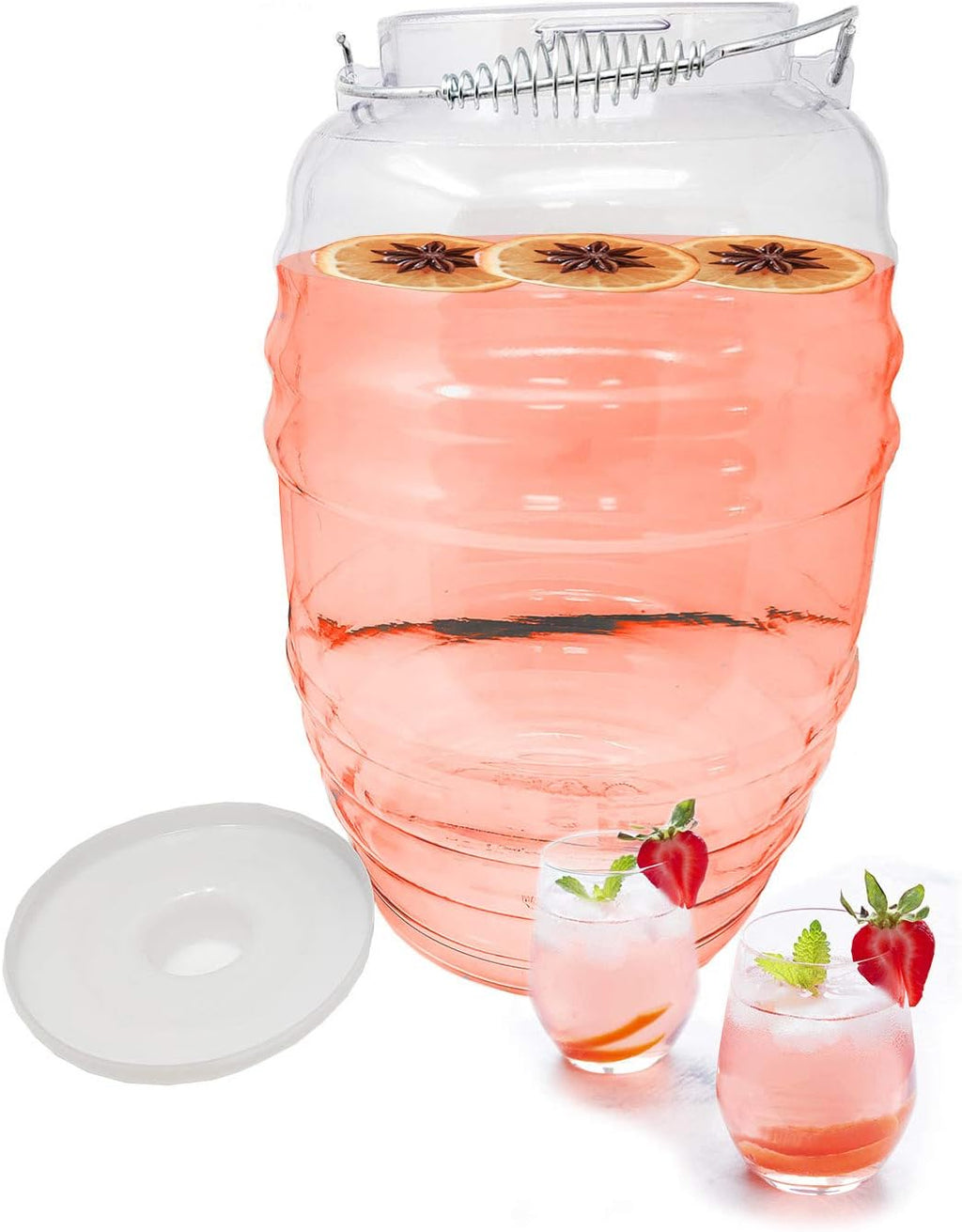 Vitrolero Aguas Frescas Water Jug with Lid & 16oz Ladle, 5-Gallon 20L, Clear, BPA Free J186